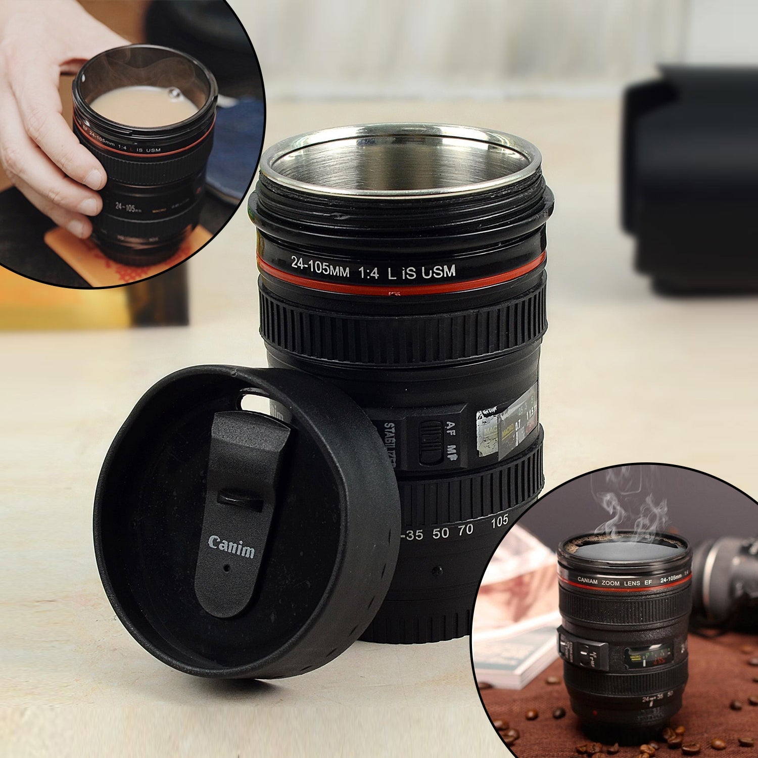 4763 Plastic Camera Lens Stainless Steel Coffee Mug 4763 Plastic Camera Lens Stainless Steel Coffee Mug